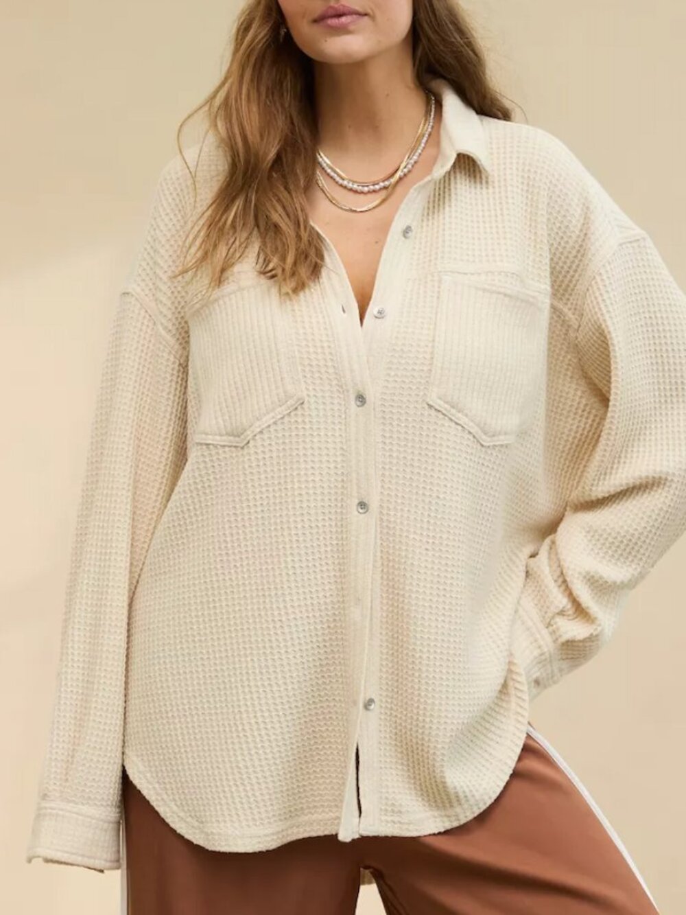 Aerie Anytime Fave Waffle Shirt Sz Large